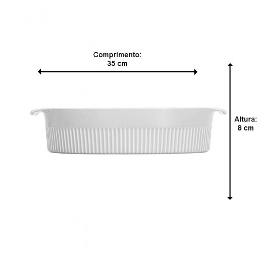 Travessa Roaster 3 Litros 35 cm de comprimento Sem Tampa Porcelana Germer